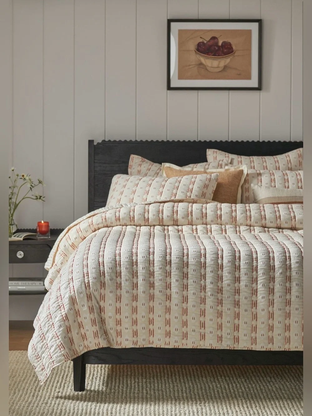 Anthropologie Nera Yarn Dye Jacquard Striped Quilt Size King NWT